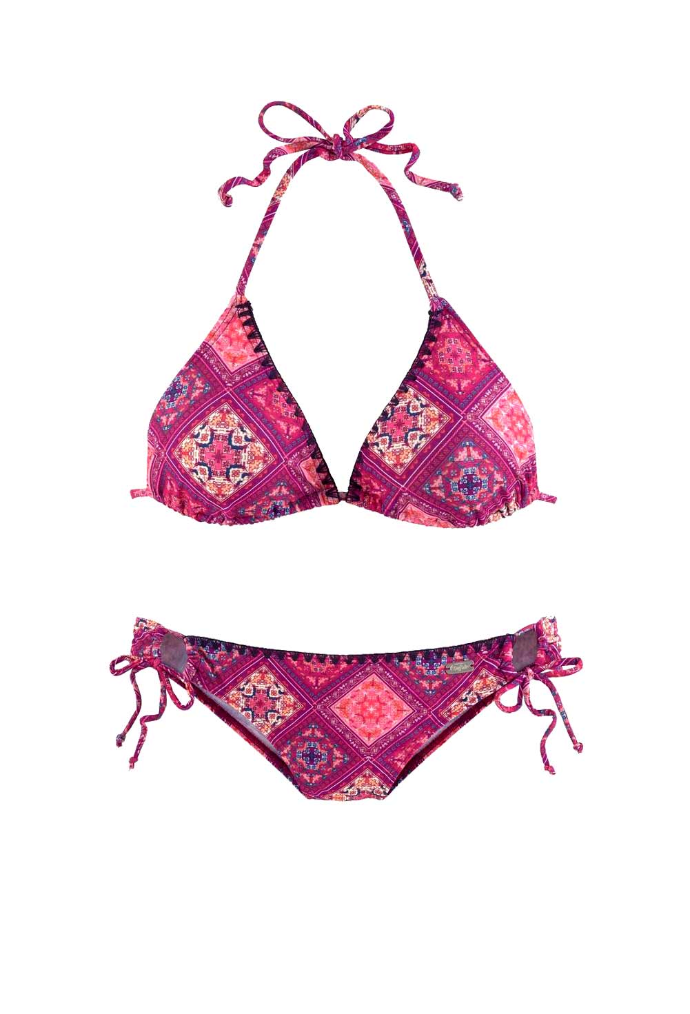 BUFFALO Damen Marken-Triangel-Bikini, bordeaux-bunt, C/D-Cup