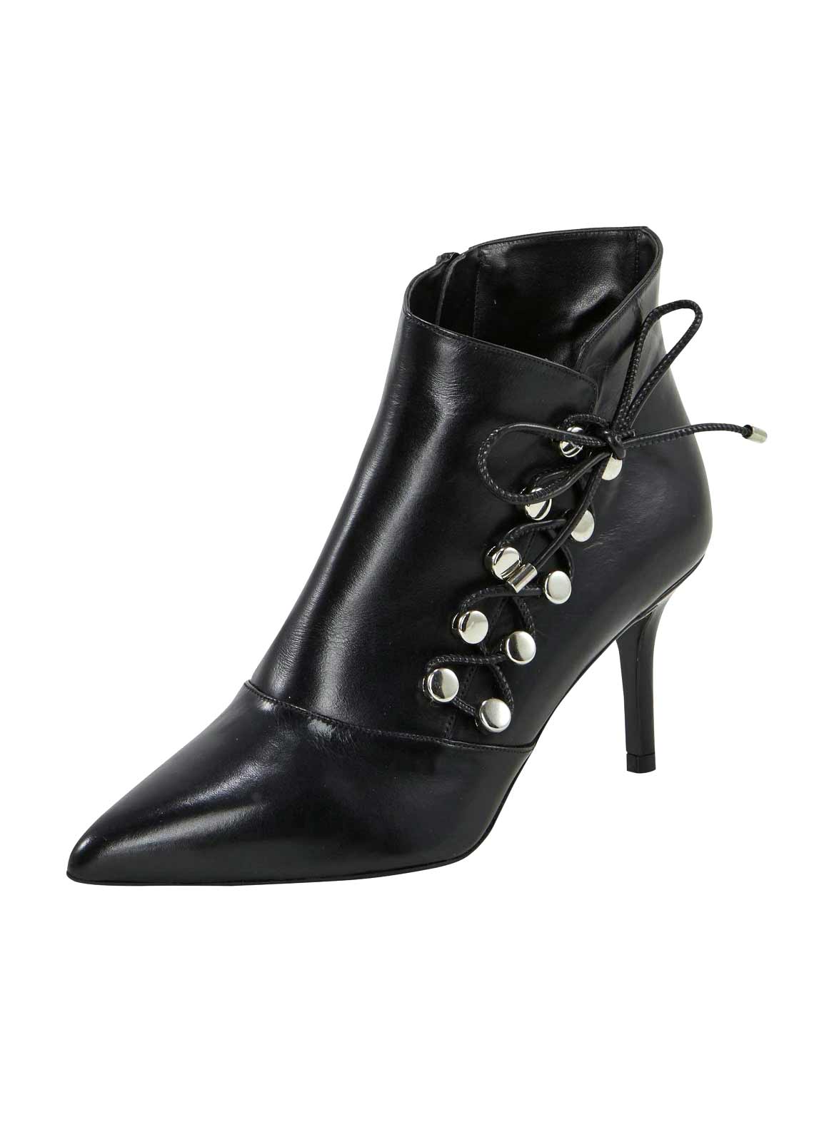 HEINE Damen Leder-Stiefelette, schwarz