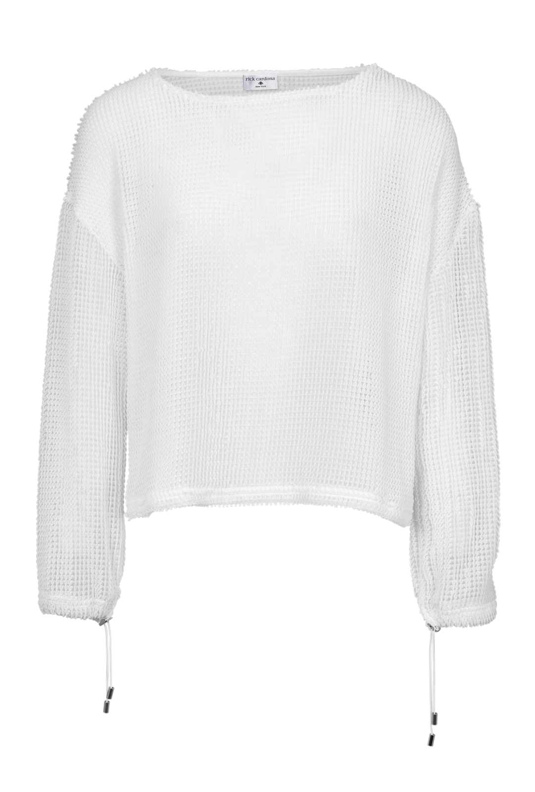 Rick Cardona Damen Designer-Netz-Sweatshirt, weiß