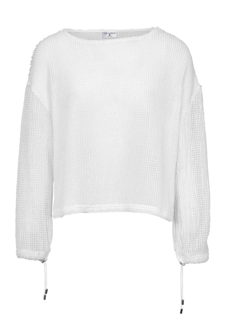 Rick Cardona Damen Designer-Netz-Sweatshirt, weiß