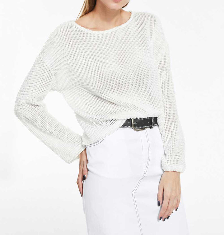 Rick Cardona Damen Designer-Netz-Sweatshirt, weiß