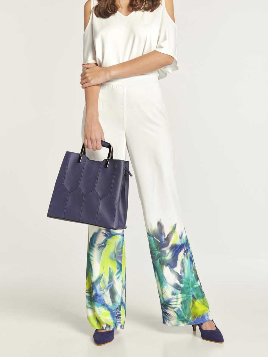HEINE Damen Marlenhose, weiß-bunt
