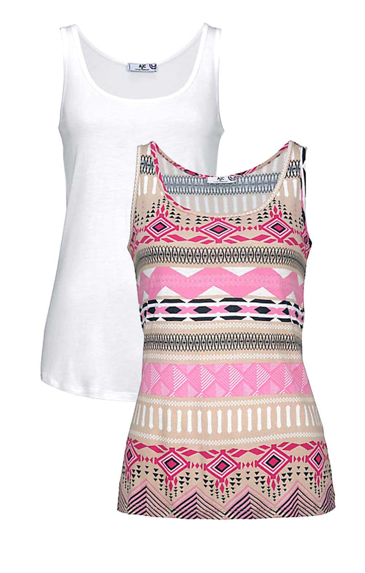 Ajc Damen Top-2er-Set, bunt-weiß