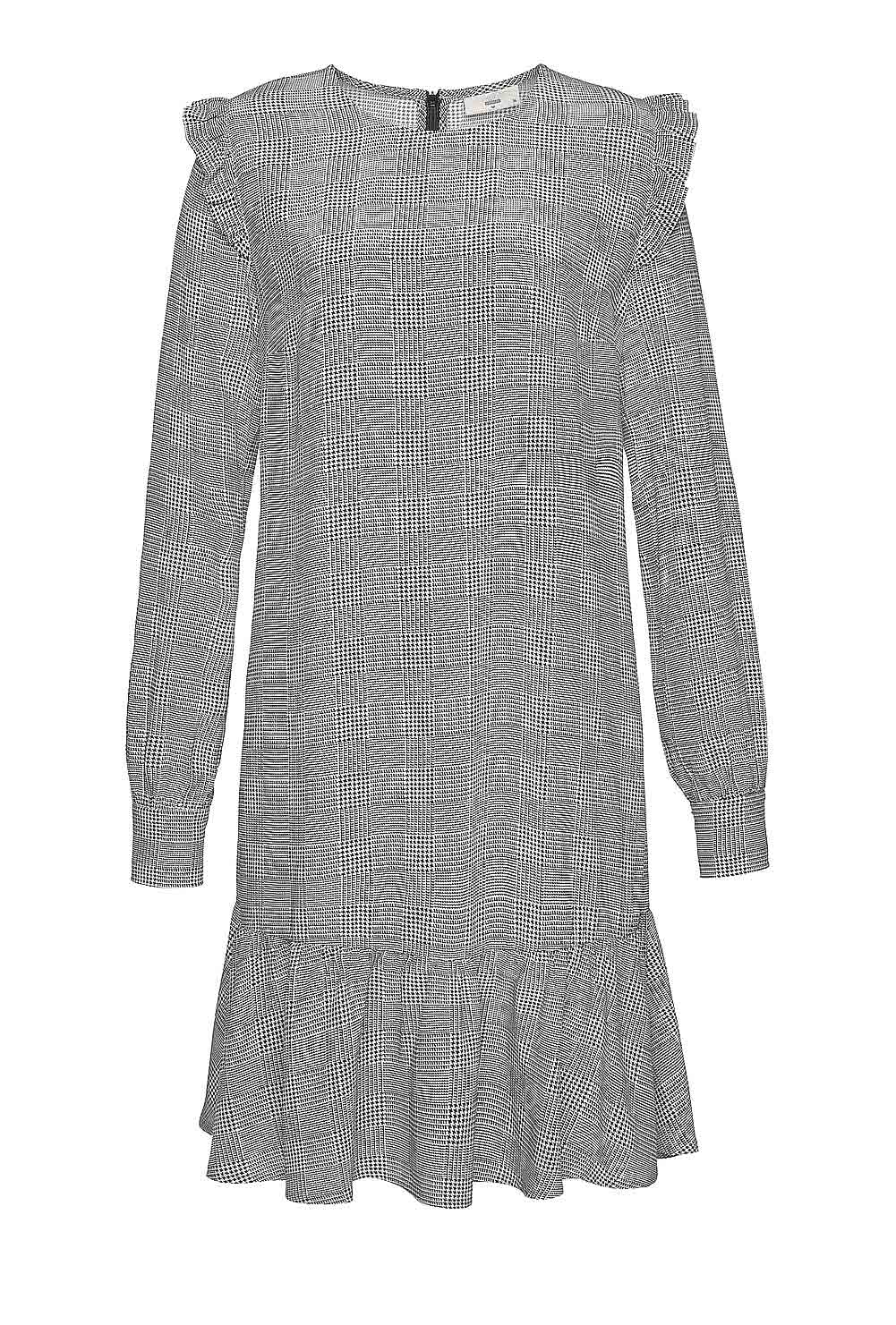 MINIMUM Damen Marken-Kleid mit Volants »Barbette«, schwarz-weiß