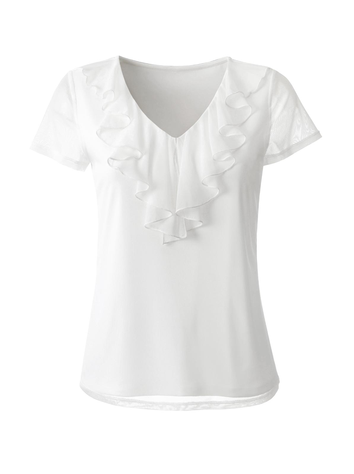 CRéATION L Damen Shirt mit Volant, ecru