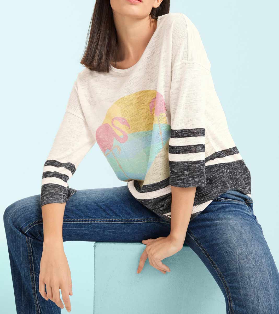 Heine - Best Connections Damen Druckpullover, natur-bunt