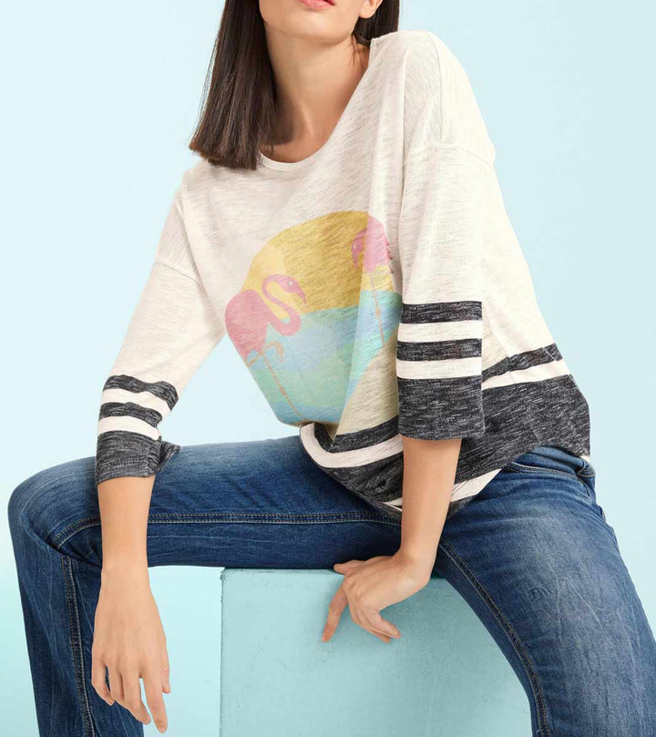 Heine - Best Connections Damen Druckpullover, natur-bunt