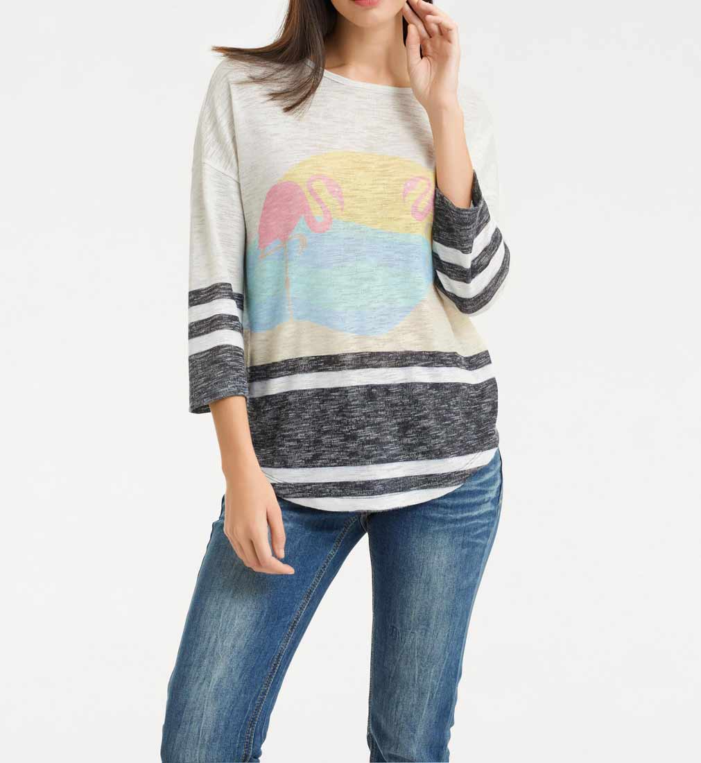 Heine - Best Connections Damen Druckpullover, natur-bunt