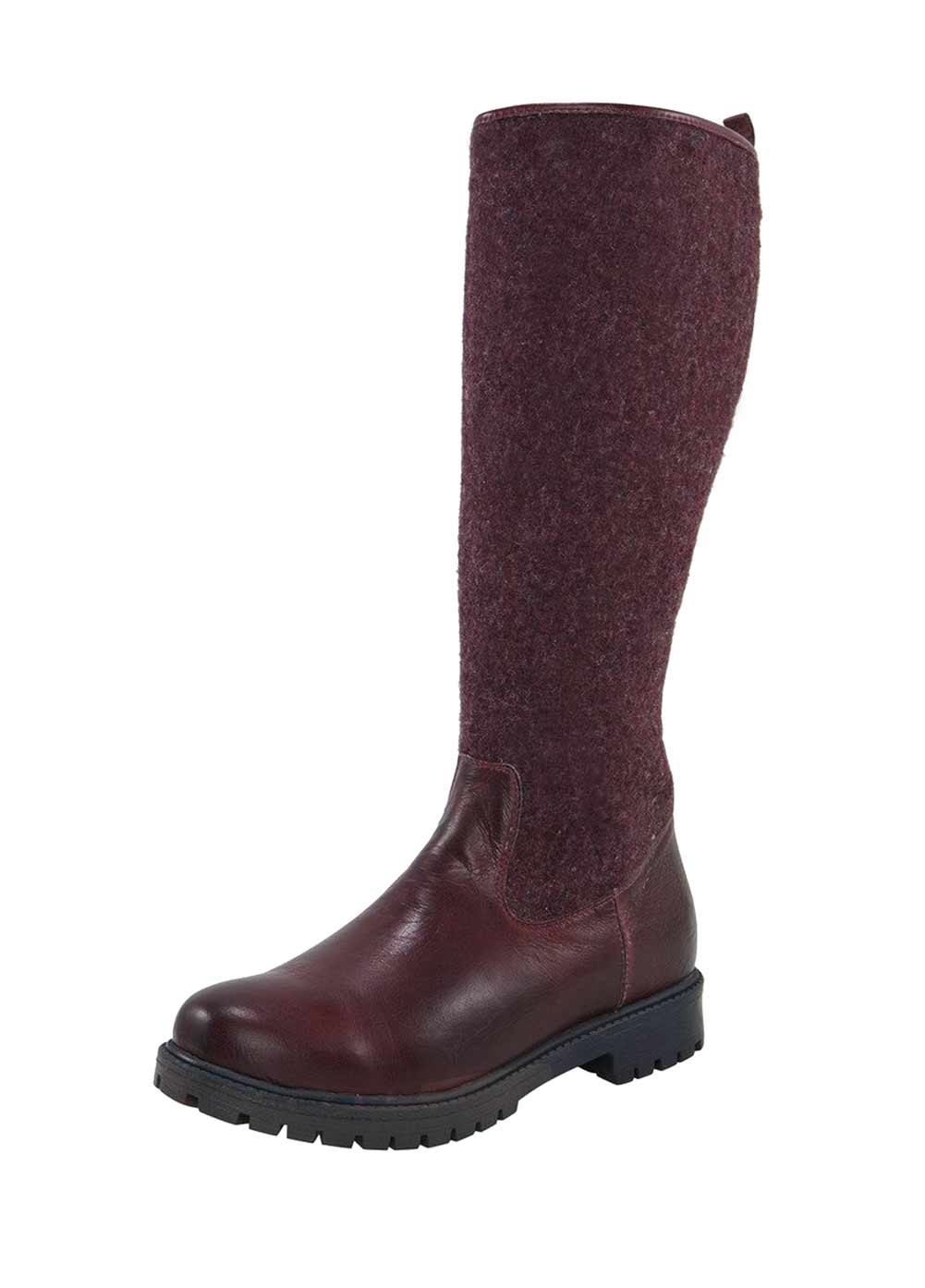 ANDREA CONTI Damen Leder-Filz-Stiefel, bordeaux