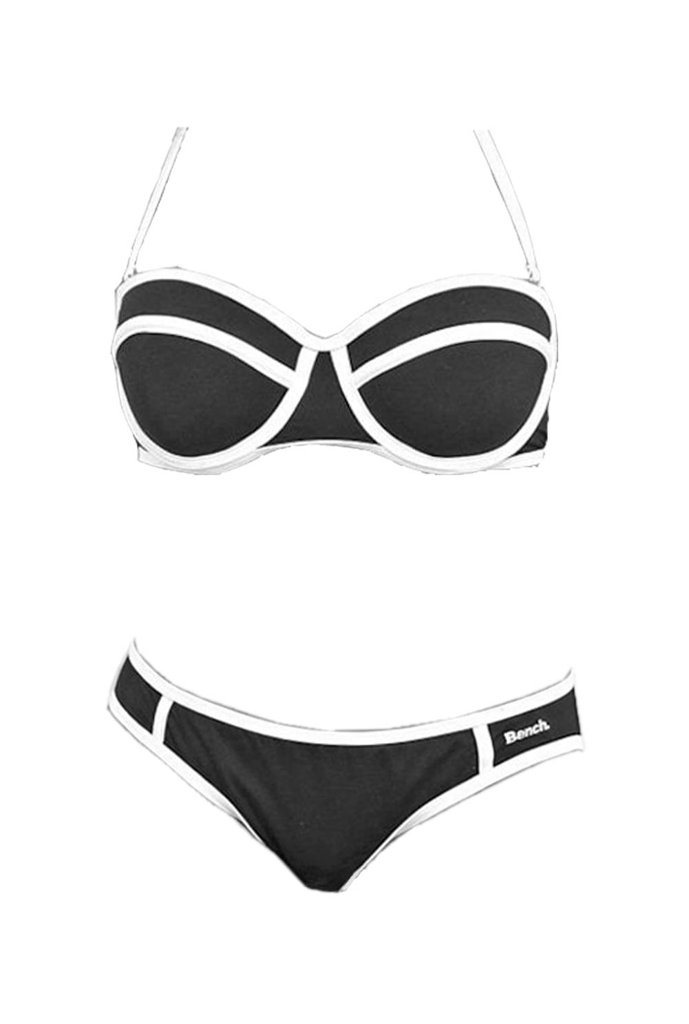 BENCH Damen Marken-Balconettebikini, schwarz-weiß, A-Cup