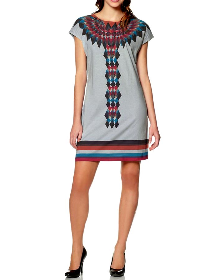 Native Damen Jerseykleid, grau-bunt