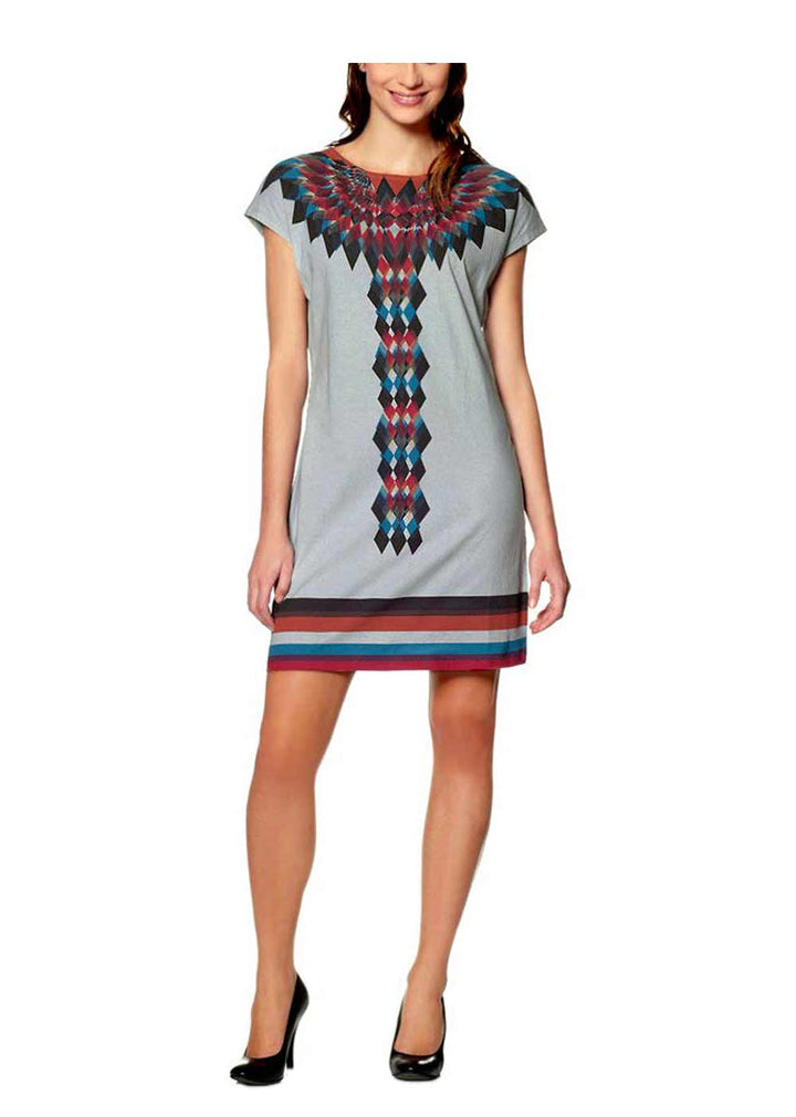 Native Damen Jerseykleid, grau-bunt