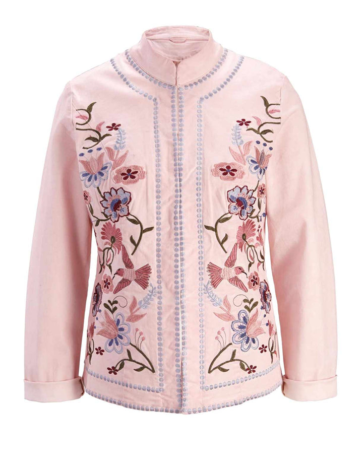 Heine Damen Jacke mit Stickerei, rosa-bunt