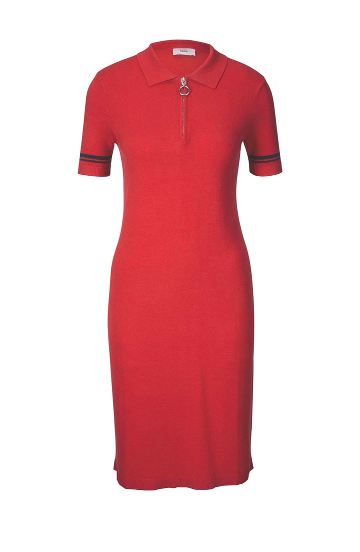 HEINE Damen Strickkleid mit Reißverschluss, rot-marine