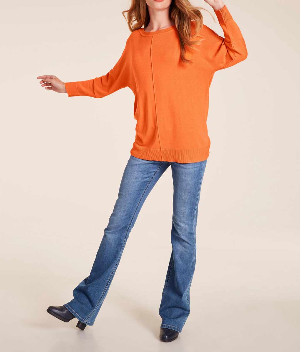Ashley Brooke Damen Designer-Oversizedpullover, orange
