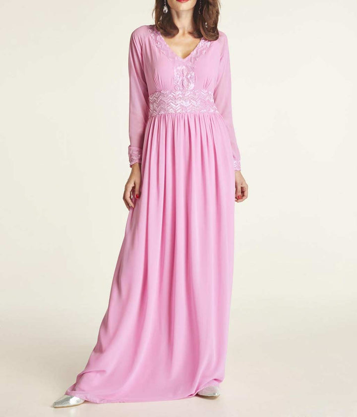 Heine Damen Abendkleid mit Pailletten, pink