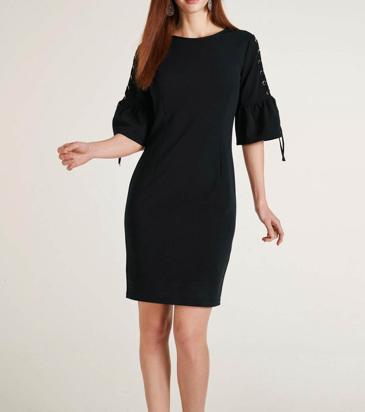 Ashley Brooke Damen Designer-Kleid mit Schnürung, schwarz