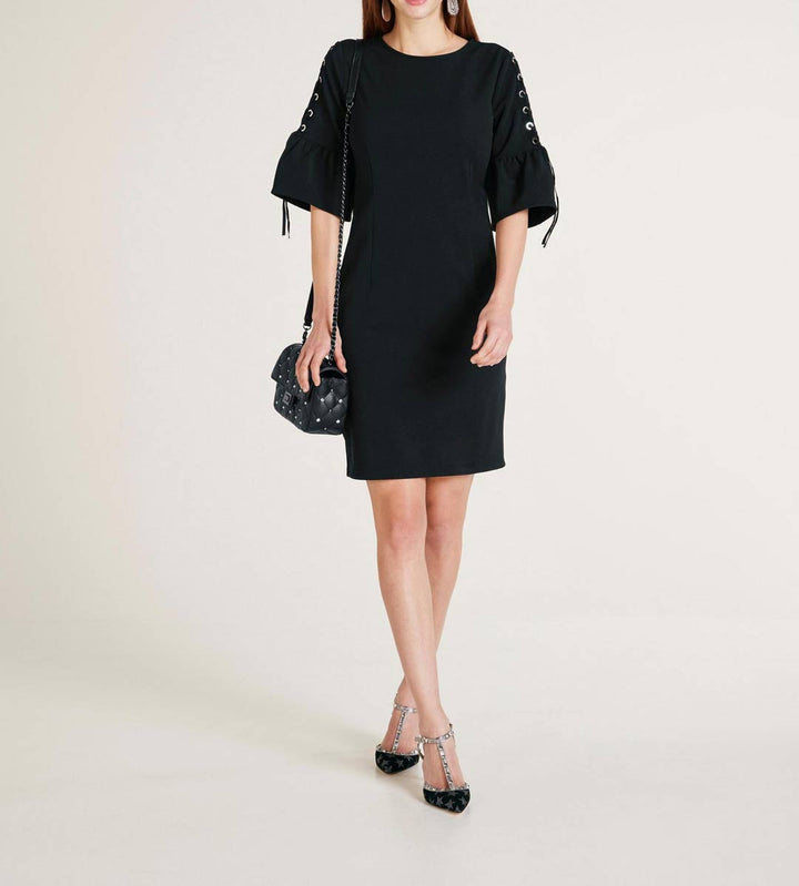 Ashley Brooke Damen Designer-Kleid mit Schnürung, schwarz