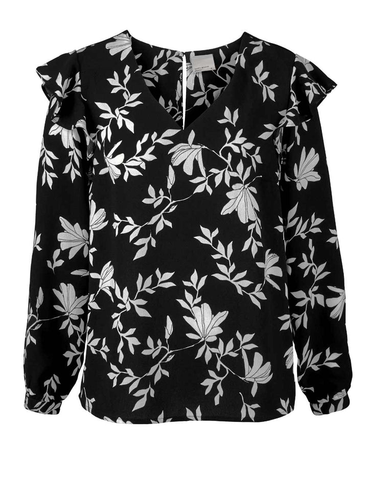 Vero Moda Damen Marken-Bluse, schwarz-grau