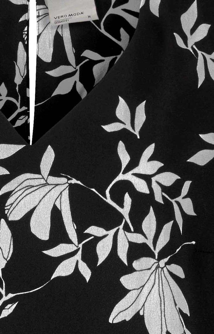 Vero Moda Damen Marken-Bluse, schwarz-grau
