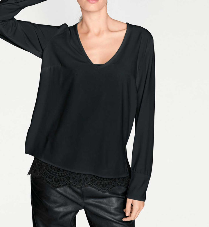 Rick Cardona Damen Designer-2-in-1-Bluse, schwarz