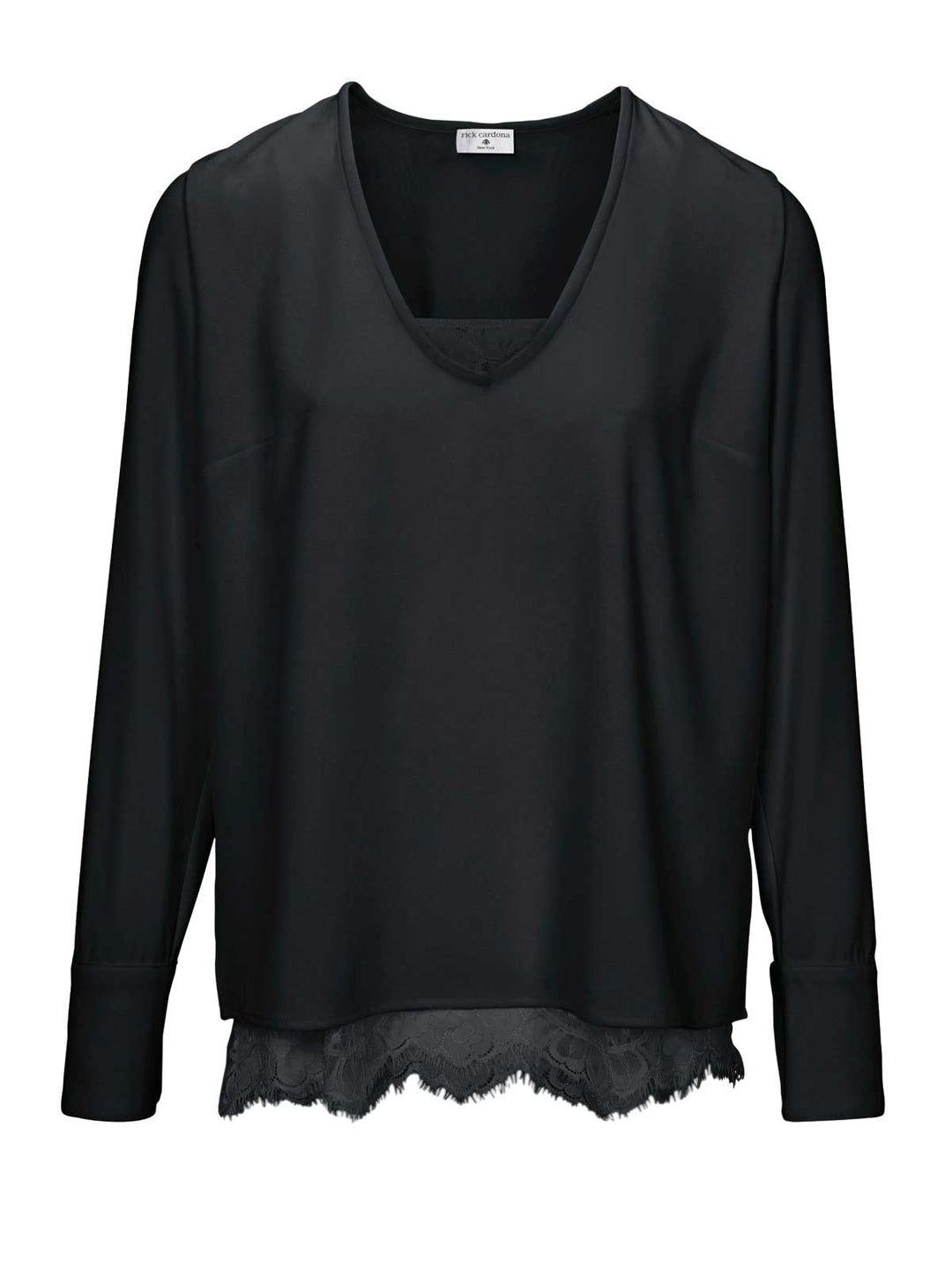 Rick Cardona Damen Designer-2-in-1-Bluse, schwarz