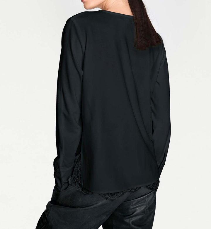 Rick Cardona Damen Designer-2-in-1-Bluse, schwarz