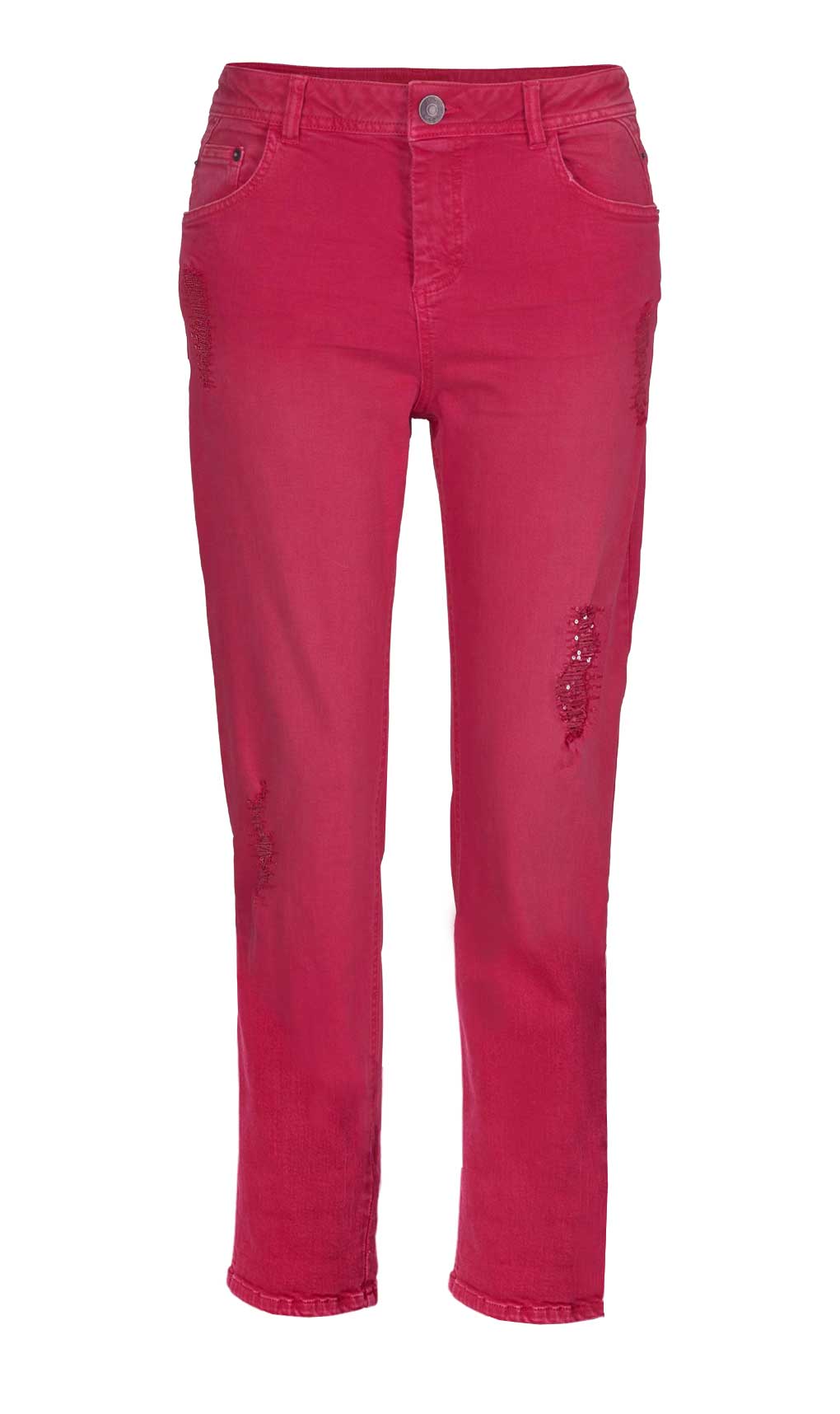 S. Oliver Damen Marken-Jeans mit Pailletten, rot