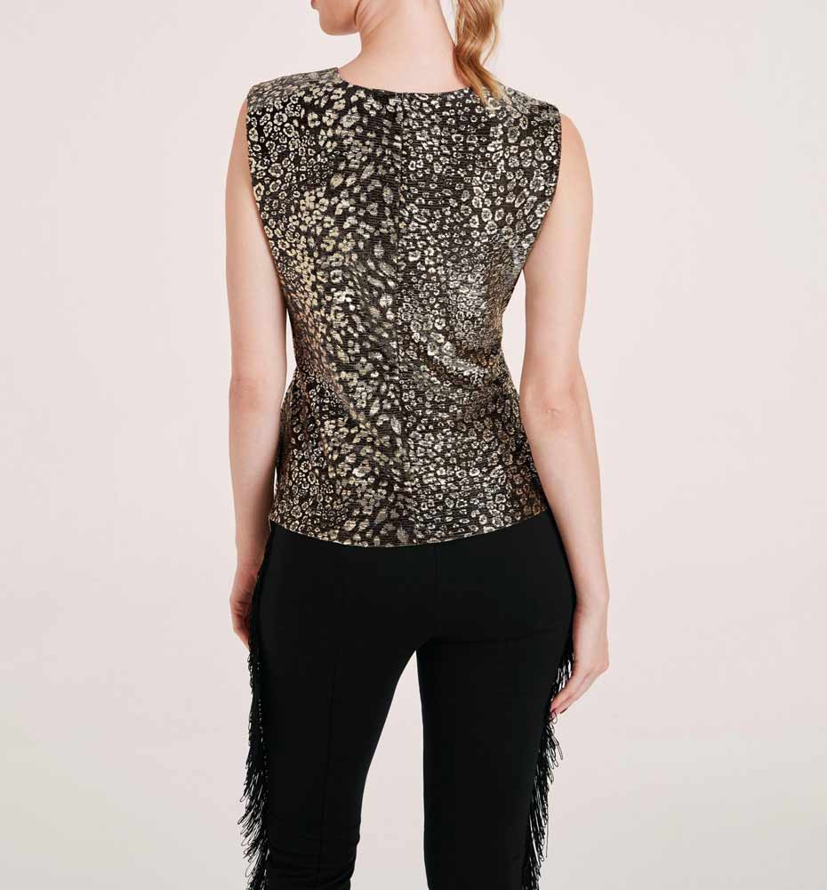Heine Damen Blusentop, schwarz-golld