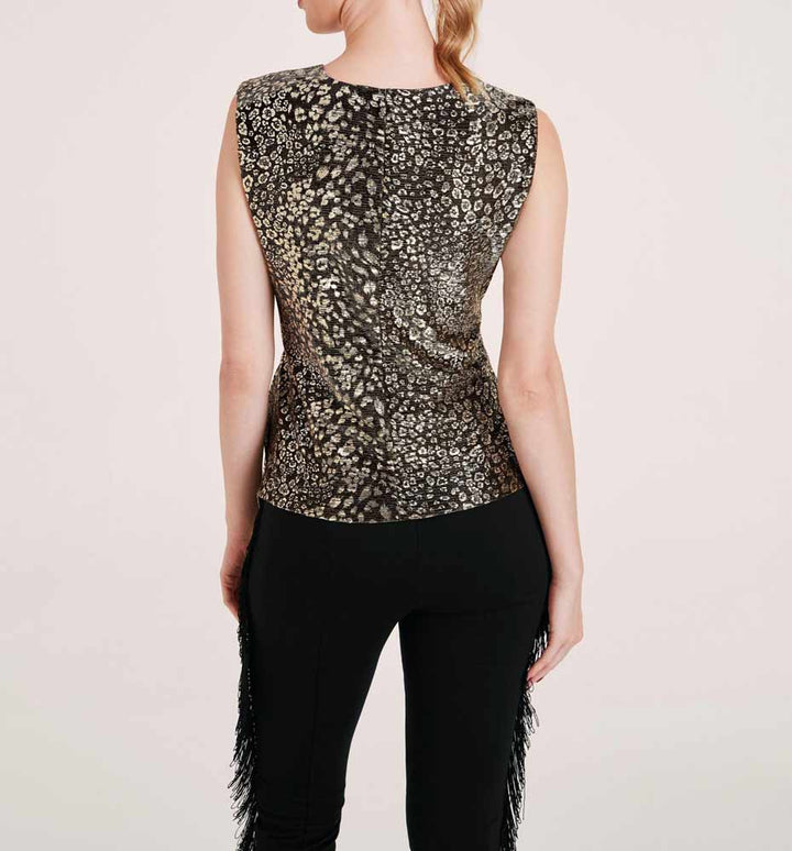 Heine Damen Blusentop, schwarz-golld