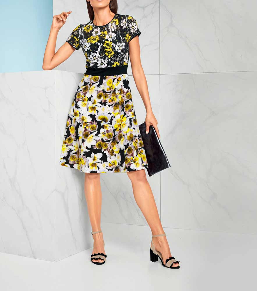 Ashley Brooke Damen Designer-Prinzesskleid, schwarz-gelb
