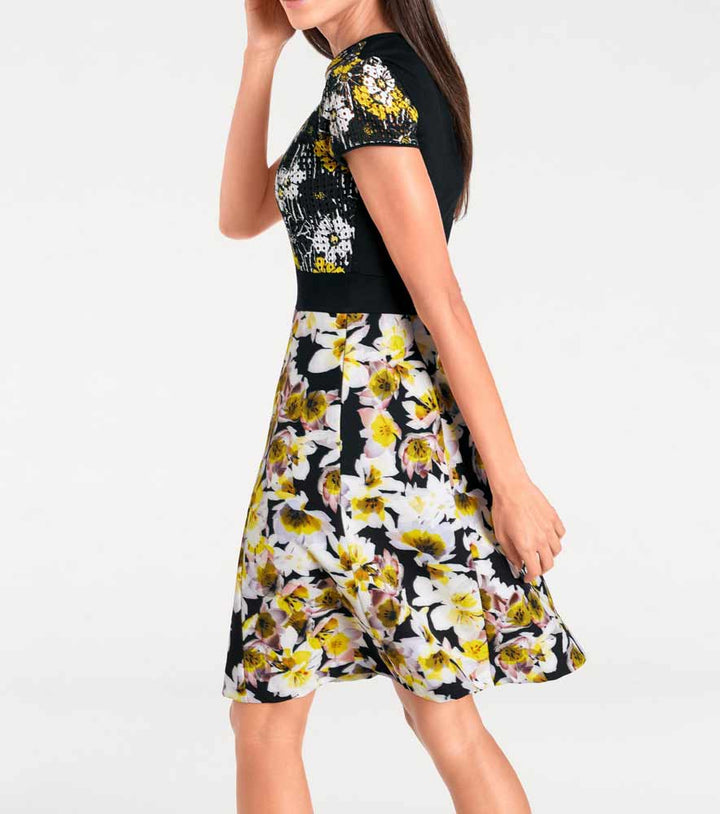Ashley Brooke Damen Designer-Prinzesskleid, schwarz-gelb