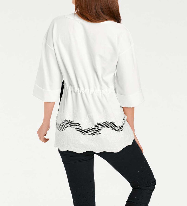 Ashley Brooke Damen Designer-Tunikashirt mit Stickerei, offwhite