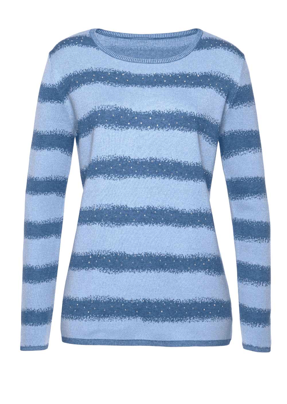 CHEER Damen Pullover mit Schmucksteinchen, blau