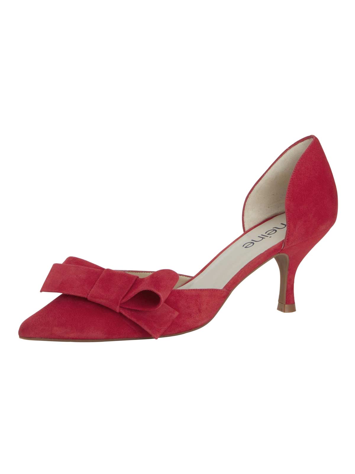 HEINE Damen Veloursleder-Pumps mit Schleife, rot