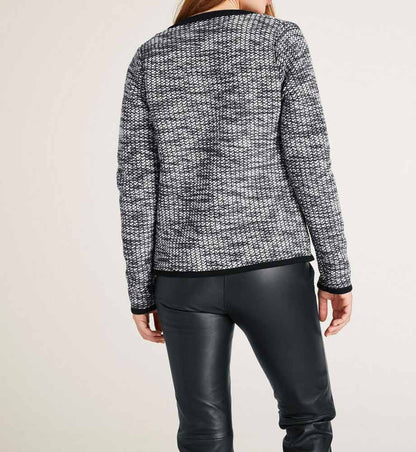 Ashley Brooke Damen Designer-Strickjacke, schwarz-weiß
