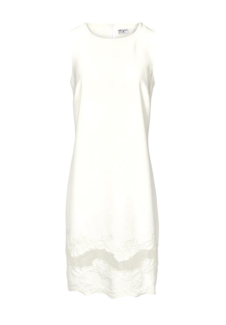Rick Cardona Damen Designer-Etuikleid m. Stickerei, ecru