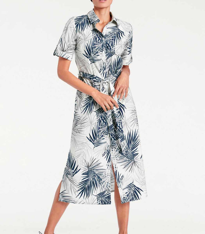 Ashley Brooke Damen Designer-Druckkleid, grau-marine