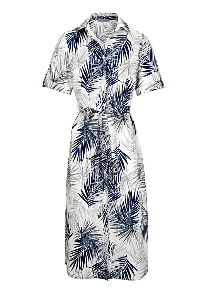 Ashley Brooke Damen Designer-Druckkleid, grau-marine