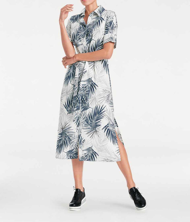 Ashley Brooke Damen Designer-Druckkleid, grau-marine