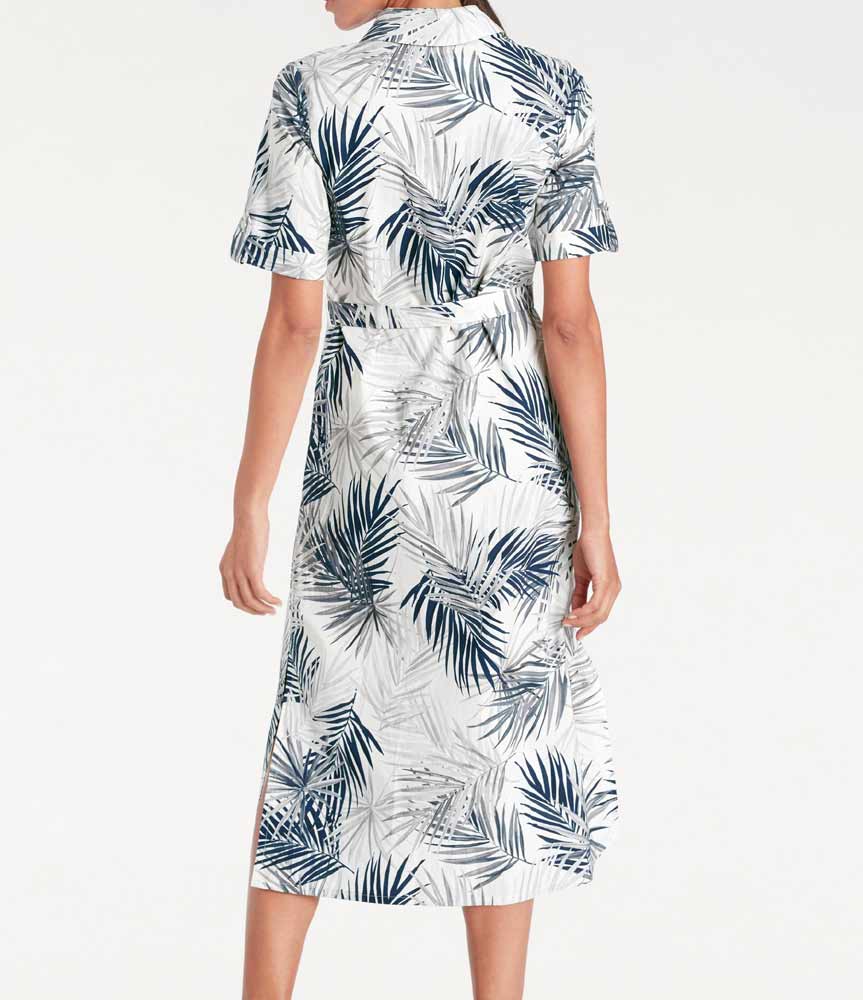 Ashley Brooke Damen Designer-Druckkleid, grau-marine