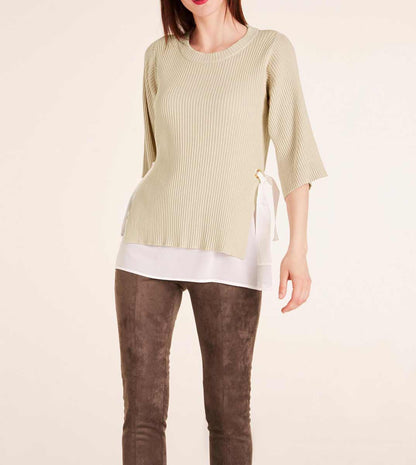 Ashley Brooke Damen Designer-Pullover-2-in-1, beige-ecru