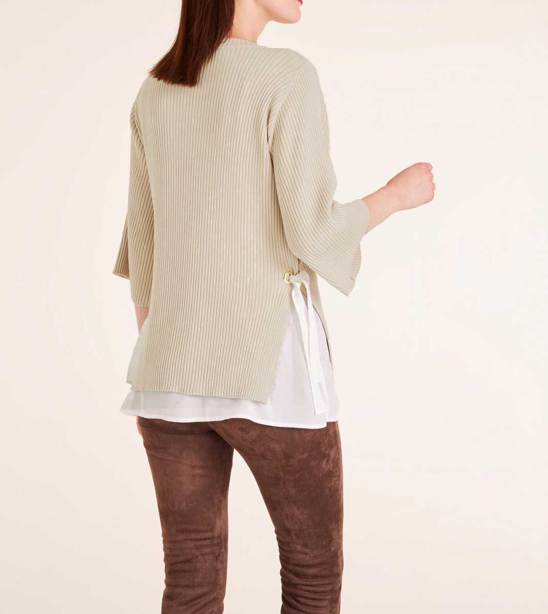 Ashley Brooke Damen Designer-Pullover-2-in-1, beige-ecru