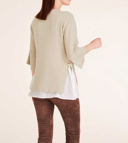 Ashley Brooke Damen Designer-Pullover-2-in-1, beige-ecru