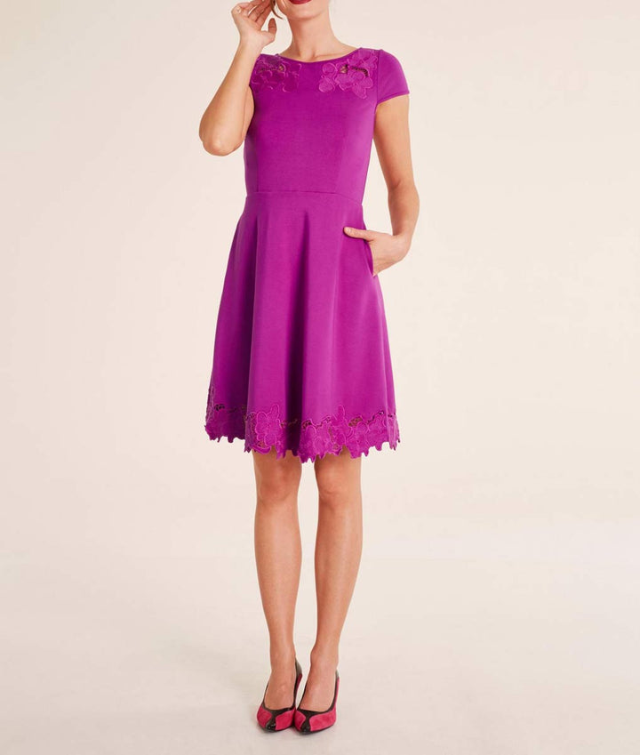 Ashley Brooke Damen Designer-Kleid mit Stickerei, pink