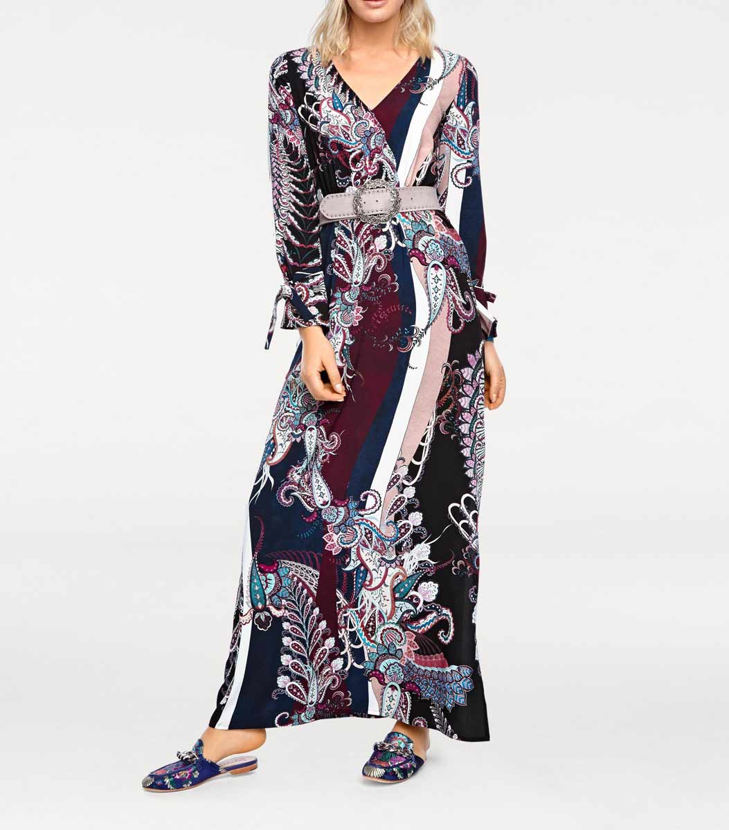 Rick Cardona Damen Designer-Maxi-Druckkleid, bunt