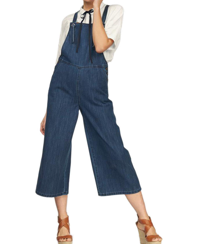 Tom Tailor Denim Damen Marken-Jeanslatzhose, blau