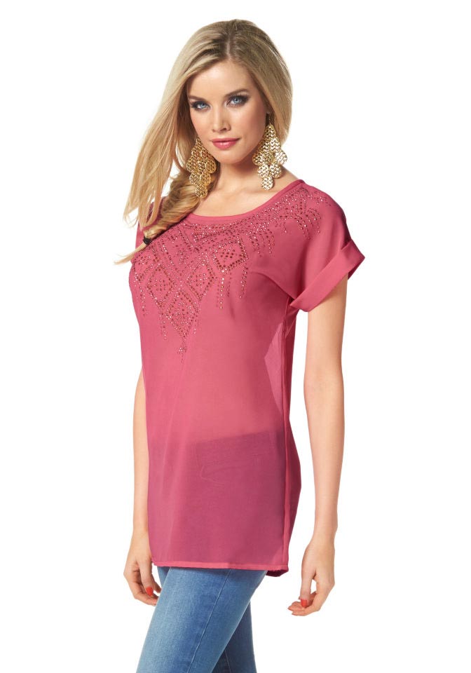 Melrose Damen Blusenshirt mit Strass, altrosé-gold