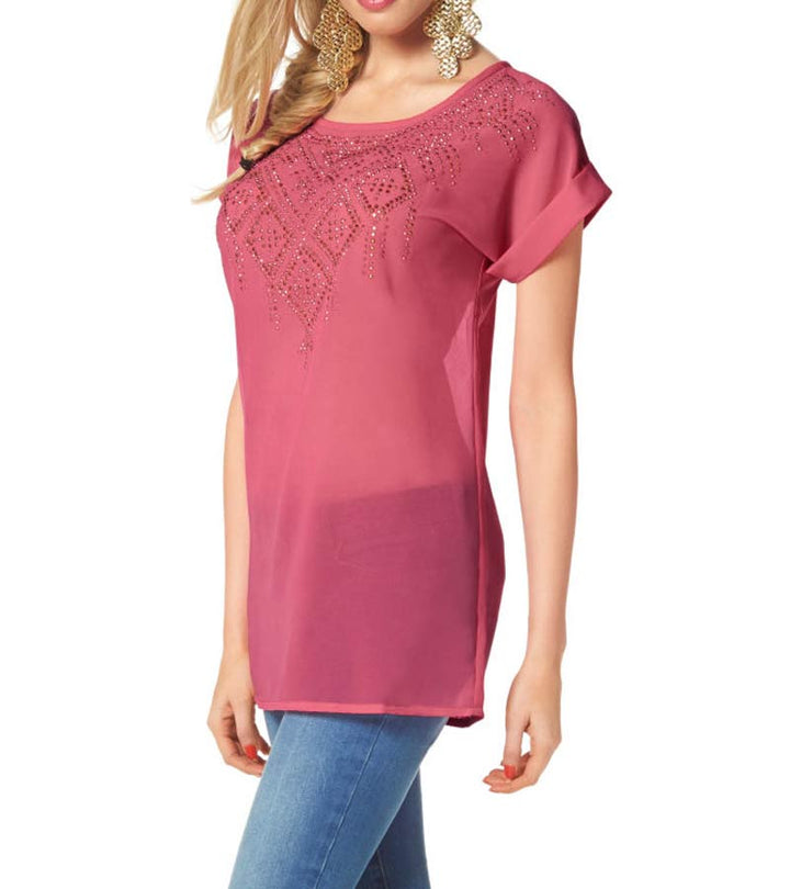 Melrose Damen Blusenshirt mit Strass, altrosé-gold