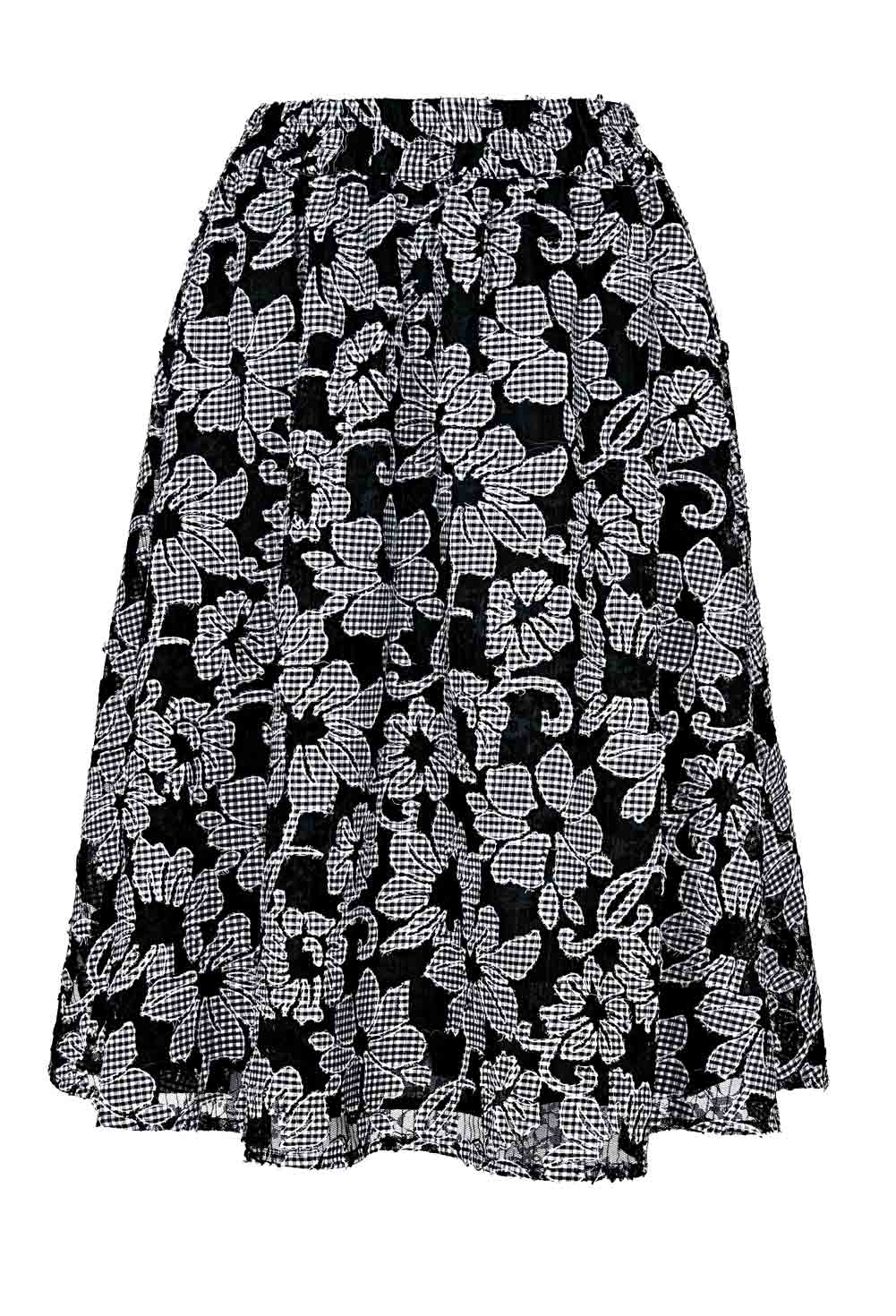 Rick Cardona Damen Designer-Spitzenrock, schwarz-weiß